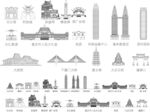 重庆城市建筑剪影地标插画
