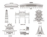 宣城安徽城市建筑剪影地标插画