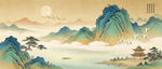 青山绿水山水画