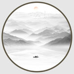 圆形意境水墨山水画