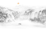 国画水墨山水画