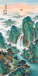 青绿山水国画装饰画