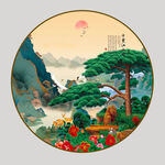 国画迎客松