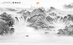 中式水墨山水画