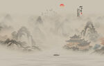 禅意水墨山水画