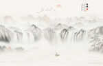 新中式国画山水画电视背景墙