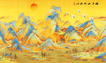 中式古风古典山水画背景