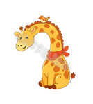 可爱长颈鹿卡通形象插画