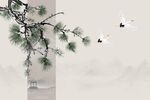 松鹤延年松柏背景墙