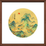 中式山水圆形装饰画