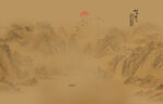 中式古风古典山水画背景壁画
