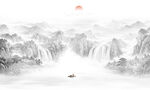 新中式水墨国画山水电视背景墙