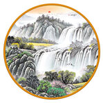 圆形国画山水