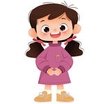 双马尾公主裙可爱小女孩儿童插画