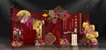 中式红金婚礼迎宾场景
