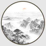 水墨迎客松