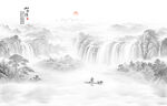 国画山水背景墙