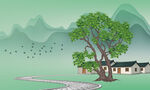 江南乡村春景插画