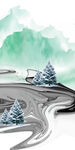 水墨山间曲径风景玄关装饰画