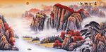 鸿运当头山水国画