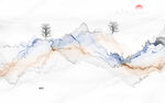 抽象水墨线条烟雾大理石电山水画