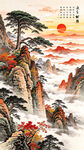 旭日东升黄山迎客松