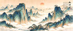 青绿山水旭日国风图
