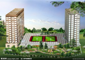 校园规划鸟瞰效果图