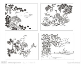 松鹤延年 玻璃花纹