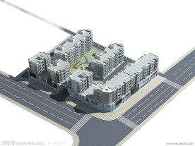 某小区多层鸟瞰图MAX加MAP