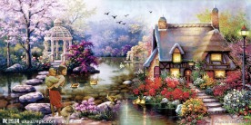 油画风景 山村油画