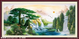 油画风景 迎客松