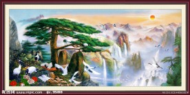 油画风景 迎客松