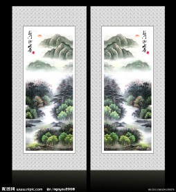 移门国画山水 山水画