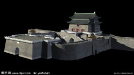 古建筑瓮城全贴图模型