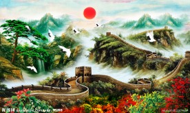 油画 万里长城