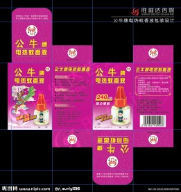 公牛牌电热蚊香液包装盒