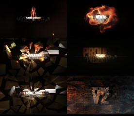 火焰字体破碎镜片玻璃电影效果片头