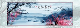 江南水乡水墨画