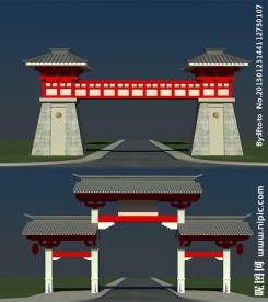 仿古门楼 门楼模型