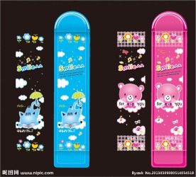 竖款韩版卡通文具盒套装