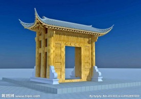 仿古门楼效果图贴图材质全