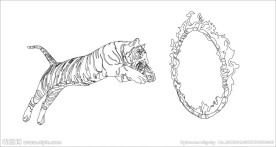 飞跃火圈的老虎