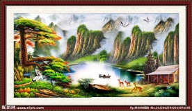 黄山迎客松 迎客松 油画