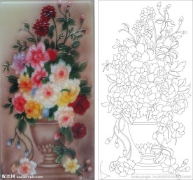 小花 浮雕花 花瓶