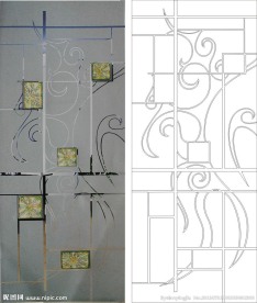 欧式花 线条图 方格