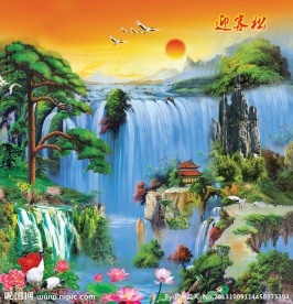 迎客松油画装饰