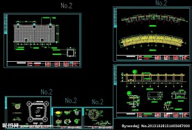 铺装休息廊架花池详图