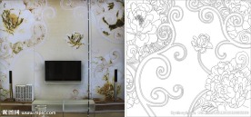 欧式花 线条图 抽象