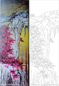 树 山 老树 瀑布